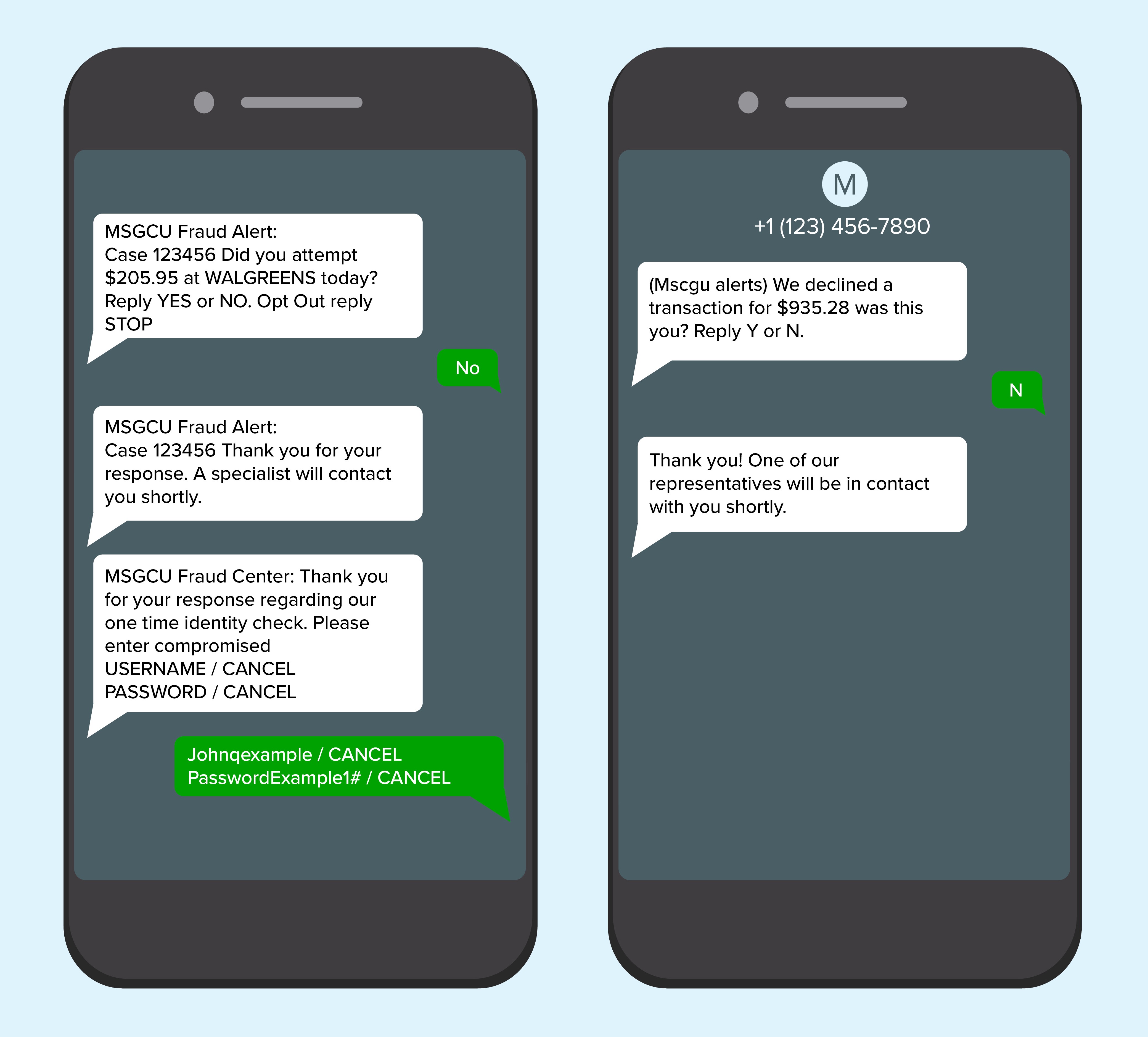 Fraudulent transaction text scam